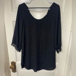 Astr Black Lace Trim Dress